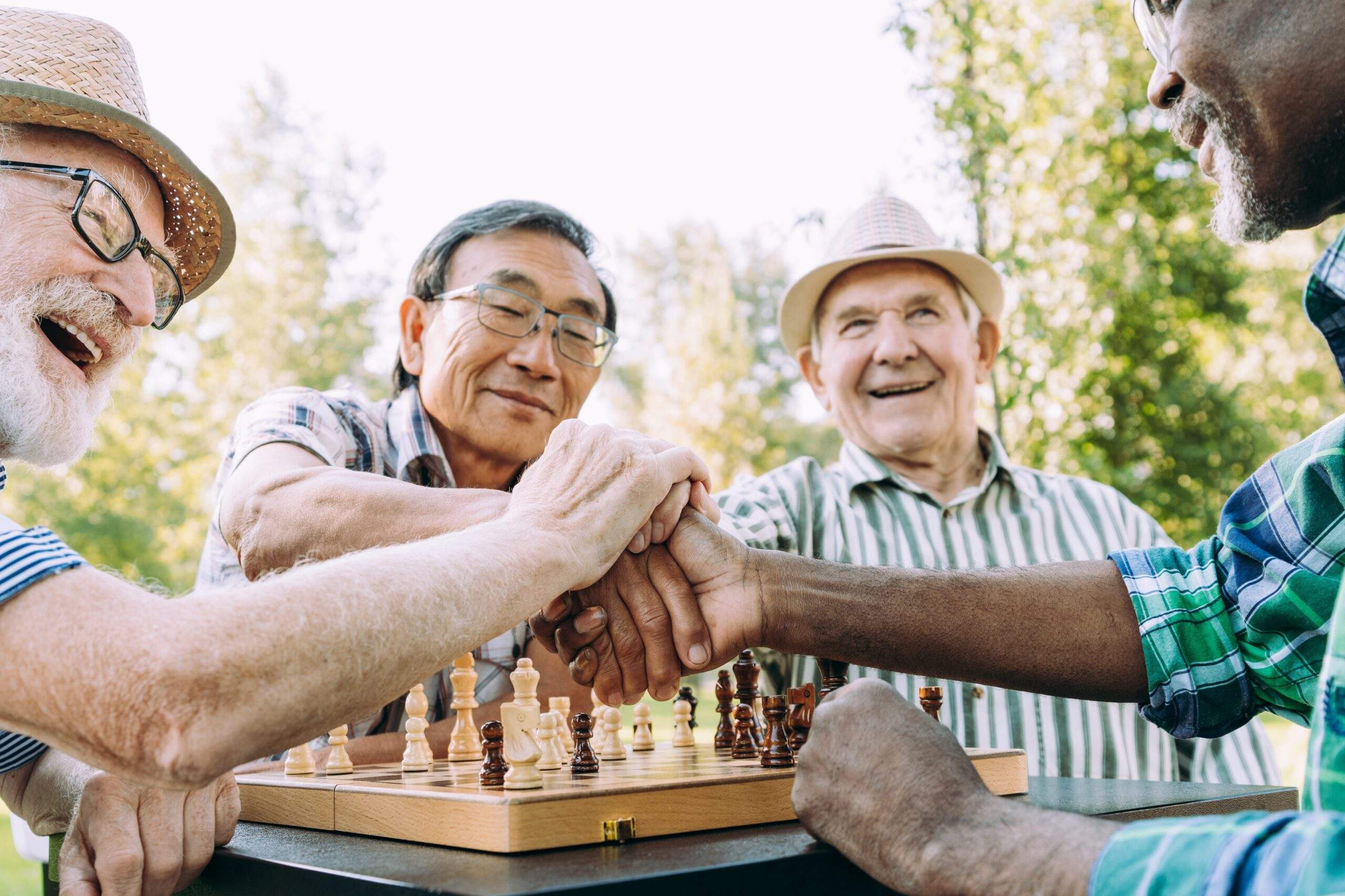 seniors playing chess