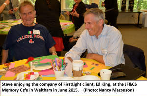 Ed and Steve Image from JF&CS Memory Cafe in Waltham 2015 with Photo Caption 2015 RESIZED2