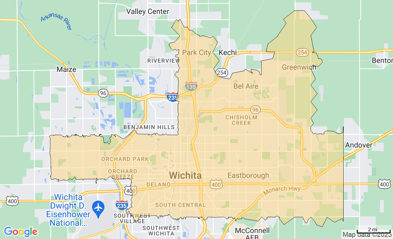 Map of the Wichita, KS area