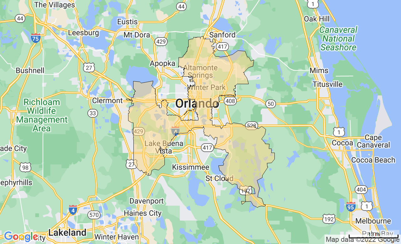 map of the winter park orlando FirstLight Home Care Territory