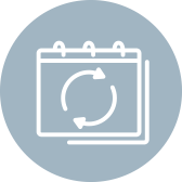 Circular rotating arrows over a calendar